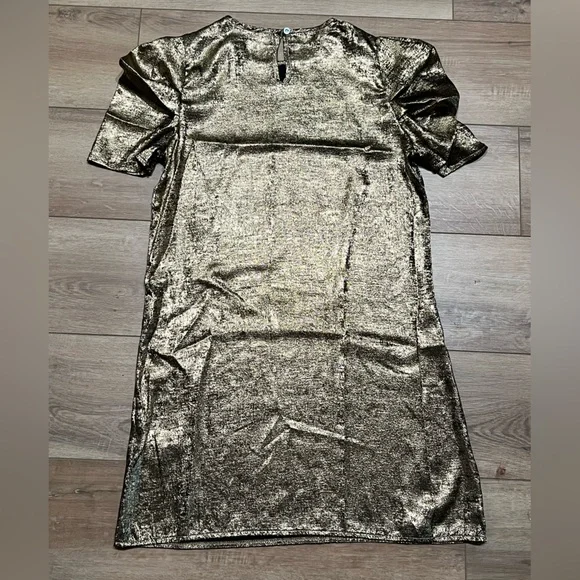 SHEIN Golden Shimmer Dress New Never Worn Small 4 - Picture 2 of 3